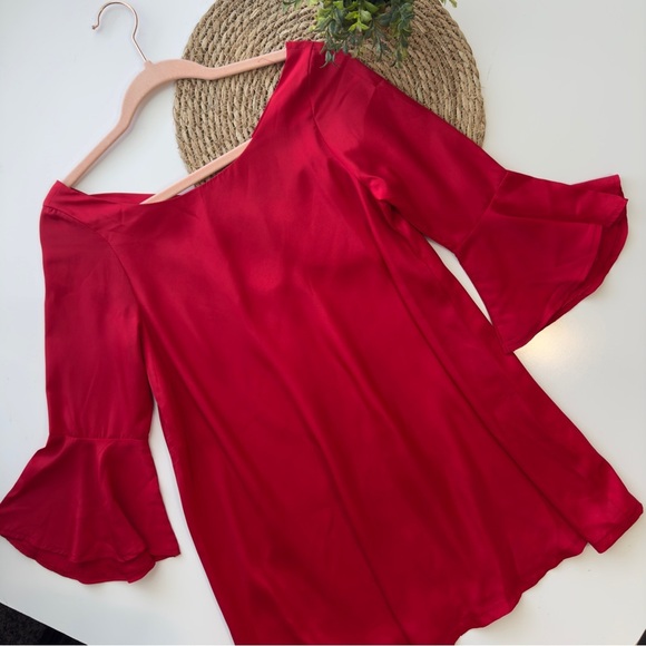 SABO SKIRT Red Bell‎ Sleeve Tunic Top Size 6 - Picture 2 of 10